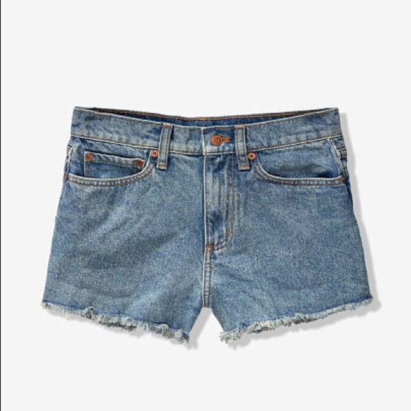 Victoria’s Secret PINK High Waist Denim Short Collegiate Blue Light Indigo 32 XL - Picture 2 of 2